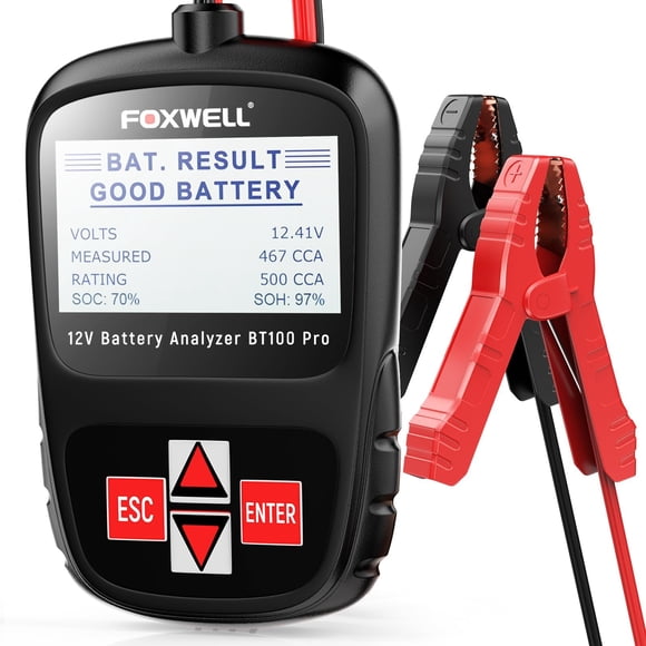 FOXWELL BT100 Pro 12V Car Battery Tester, Battery Load Tester, 100-1100CCA Automotive Alternator Tester Digital Auto Battery Anal
