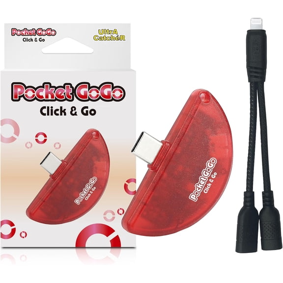 Pocket GoGo - Ultimate Auto-Catcher | Black/Red | USB-C Plug-and-Play, No Charging, Catches Pocket Monster & Spins Stops (Red) [Android,iOS]