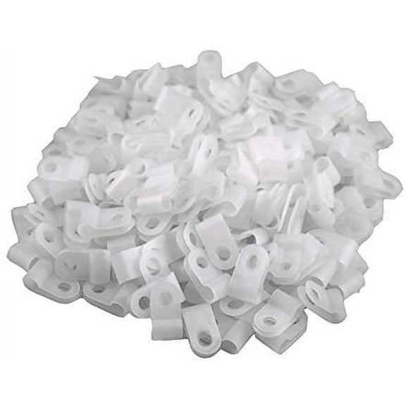200pcs White Nylon R-Type Cable Clamp Fastener for 3/8 Inch (9.5mm) Dia Wire Tube (Plastic Wire Cord Clip Fixer)