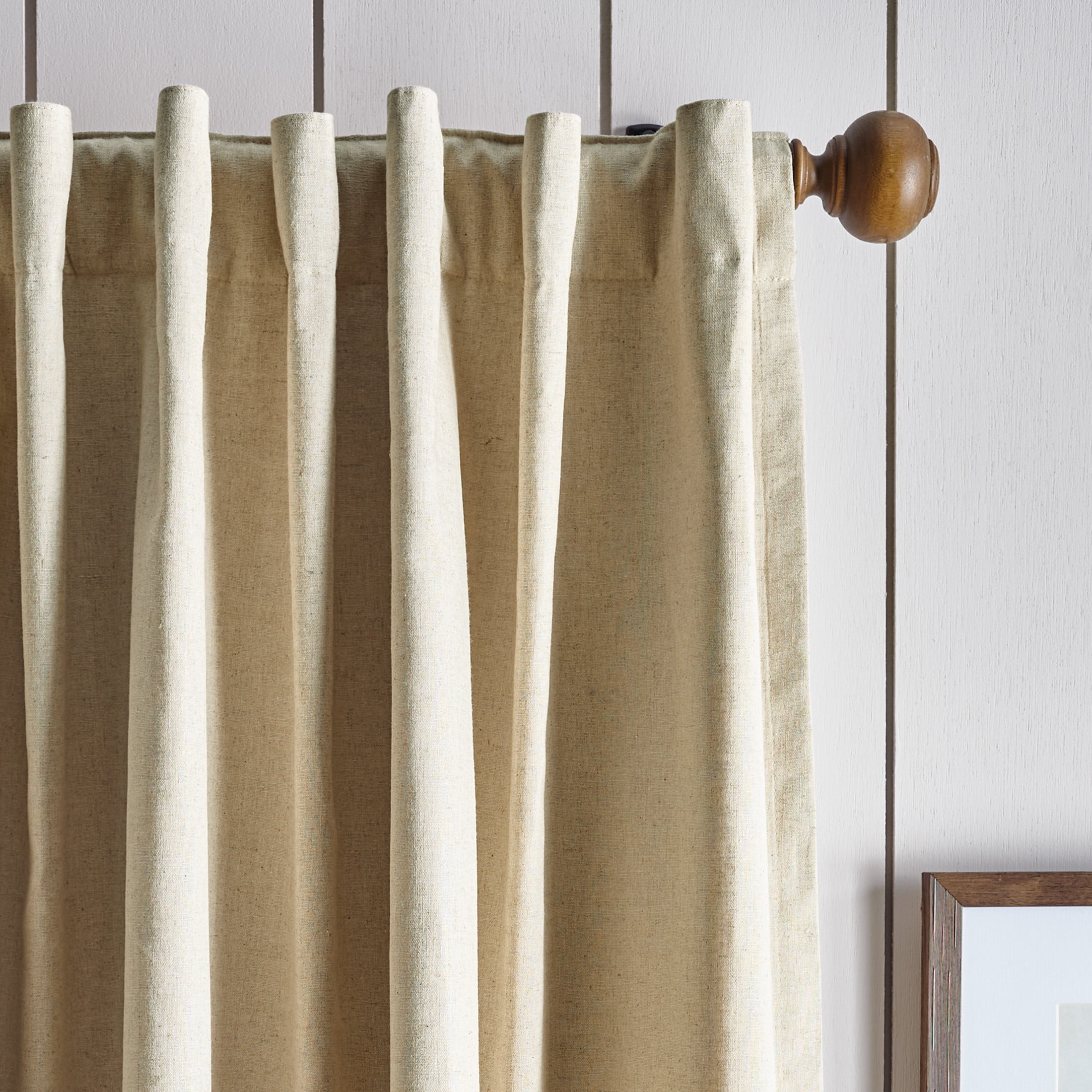 Martha Stewart Lido Curtain Panel Pair, Linen, Back Tab, Blackout, Indoor, Adult, 2 Piece Set, 50" x 84"