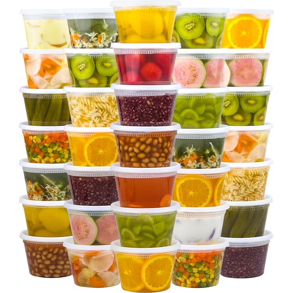 Deli Containers Dealusy, 50 unidades, 500 ml, con tapas de plástico sin BPA