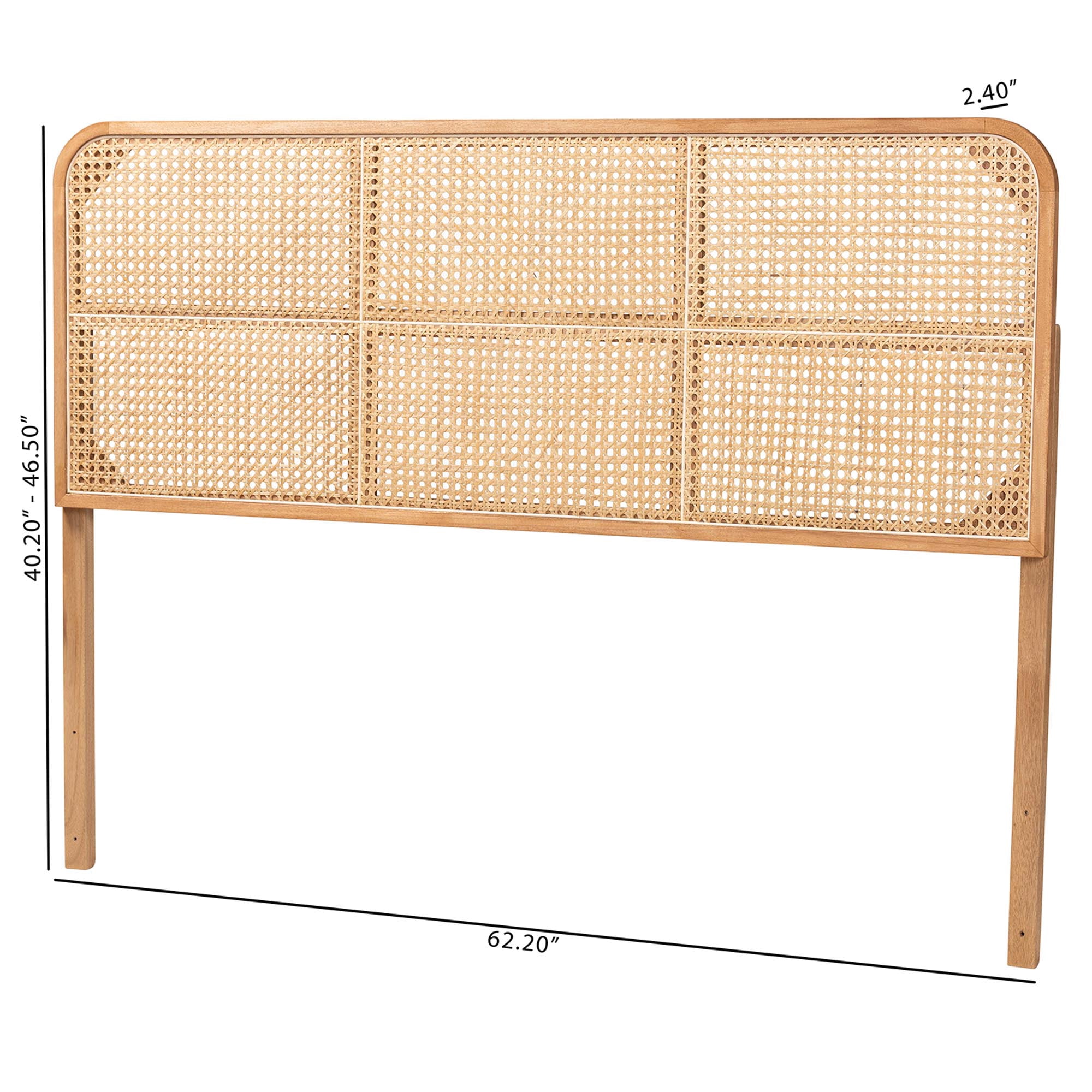 bali & pari Lainer Bayur Wood and Natural Bamboo BOHO Headboard, Queen Size, Natural Brown