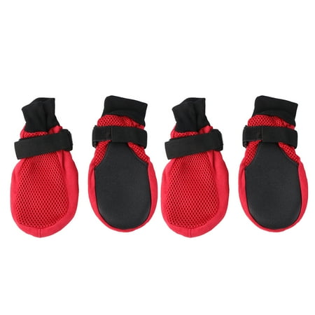 ifundom 1 Set of Breathable Mesh Dog Puppy Shoes Nonslip Sole Dog Boots Paw Protector - Size (Red)