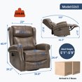 thumbnail image 3 of Trustyue Genuine Leather Swivel Rocking Recliner Chair for Adults, 360° Swivel Glider Rocker with Heat & Vibrating Massage, Lounge Chair for Living Room, Bedroom, Nursery (Gray), 3 of 10
