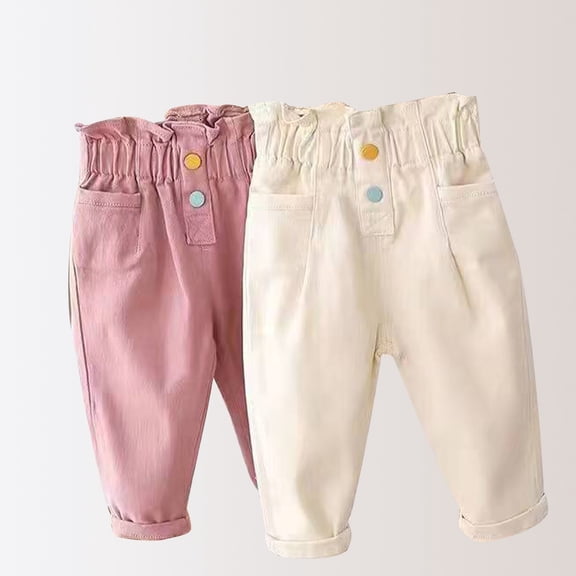 Asxite Toddler Boys Fashion Casual Loose Cargo Pants Winter Pants Solid Button Closure 1-8 Y