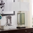 thumbnail image 6 of Elda Rectangular Shade Green Glass Nickel Finish Table Lamp by Bold, 6 of 7