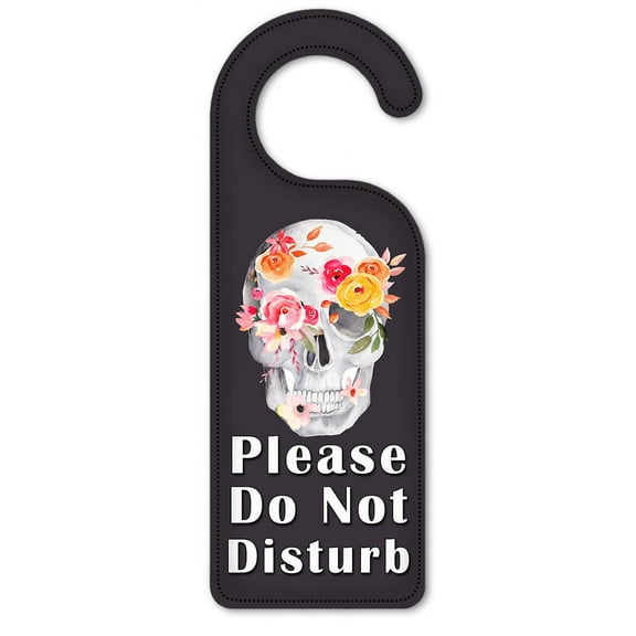Do Not Disturb Door Knob Hanger Sign - Floral Skull