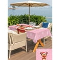 thumbnail image 4 of Outdoor Tablecloth with Umbrella Hole and Zipper, Merry Christmas Rectangle Table Cloth 54x80 Inch Waterproof Tablecloth, Pink Winter Xmas Hat Deer Snowflake Picnic Table Cover for Patio Camping, 4 of 7