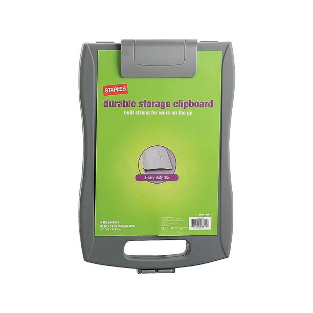 Staples Portable Storage Clipboard Gray 91/2" x 12" Each/Pack (15786