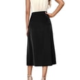 thumbnail image 3 of Hibeli Women Satin High Waisted Zippered Solid Color A-Line Skirt, 3 of 7