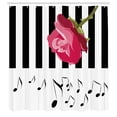 thumbnail image 4 of Modern Shower Curtain, Hand Drawn Red Rose on Piano with Musical Notes Romantic Instrumental Art, Fabric Bathroom Set with Hooks, 69W X 75L Inches Long, Pink Black White, by Ambesonne, 4 of 4