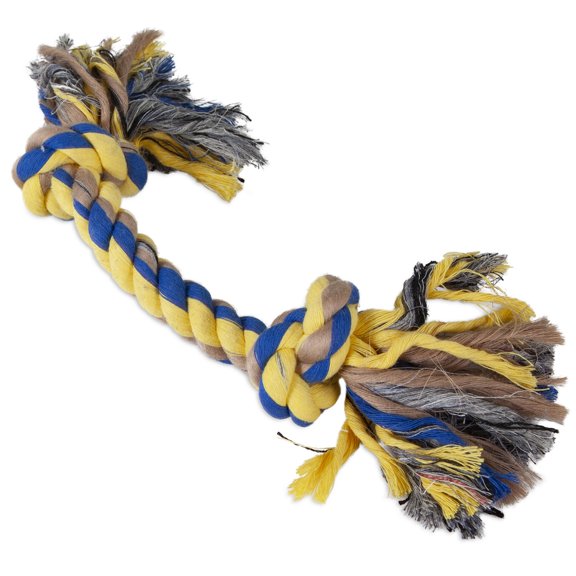 Petmate Booda 2-Knot Rope Bone and Tug Dog Chew Toy, Medium 13", Pack of 1, Multicolor