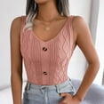 thumbnail image 4 of DuoJiaJ Women Casual V Neck Button Fried Dough Twists Top Holiday Sweater Cotton Tank Tops for Women, 4 of 4
