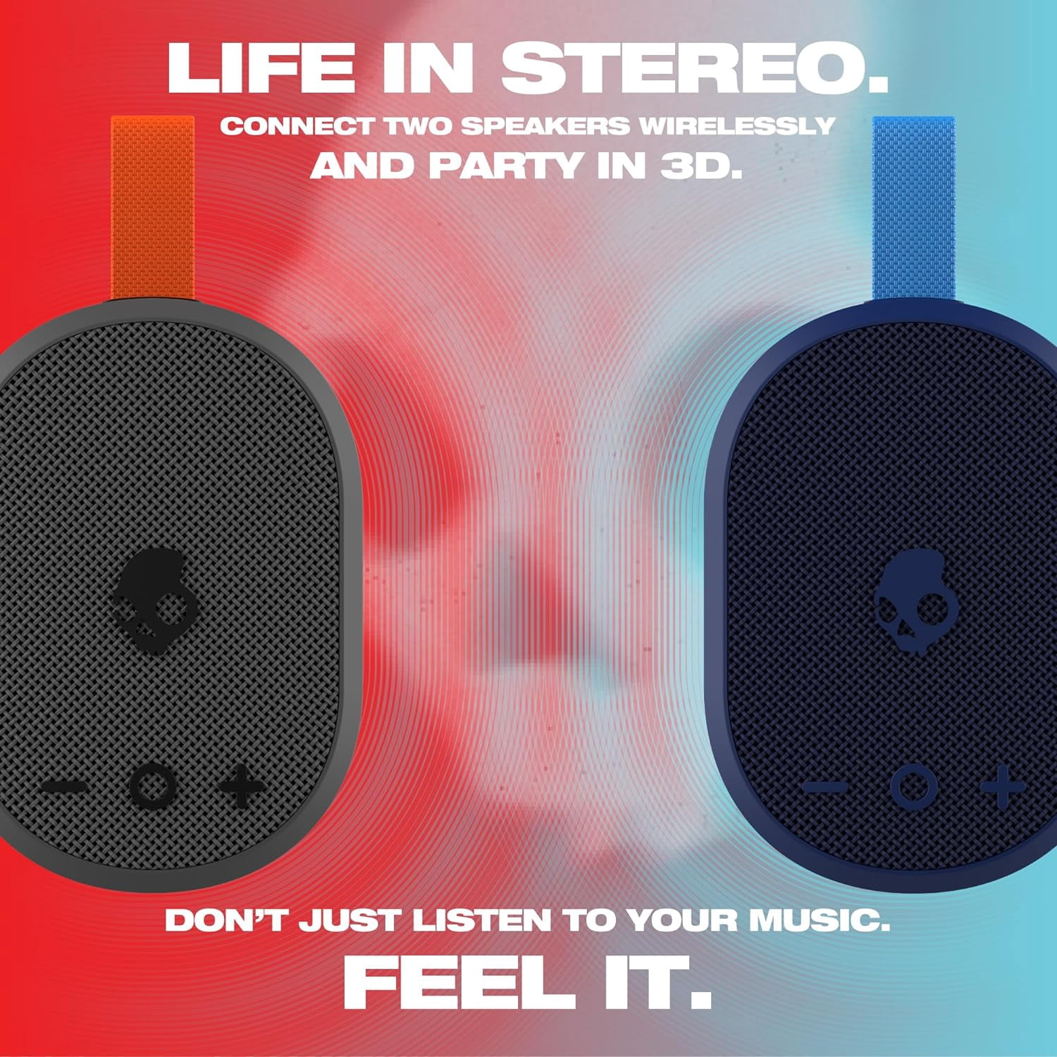 Skullcandy Ounce+ Wireless Speaker, IPX7 Waterproof Portable Speaker, 16 Hour Battery, True Wireless Stereo, Nylon Carry Strap