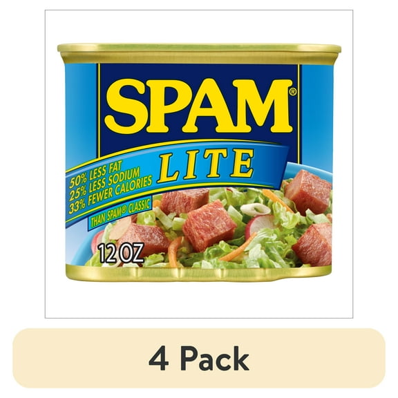 (4 pack) SPAM Lite, 9 Grams of Protein per Serving, 12 oz Aluminum Can