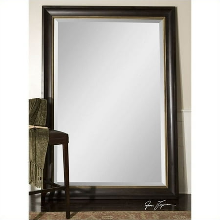 Uttermost Axton Oversized Black Rectangular Mirror in Dark Mahogany