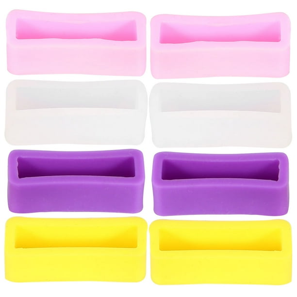BRIGHTFUFU 8pcs Correa de reloj Anillos móviles Correa de reloj Bucles de reloj de silicona Bisel Accesorios de reloj para mujeres Hombres - 18 mm (Púrpura + Amarillo limón + Rosa + Translúcido)