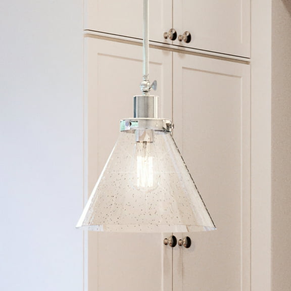 Luxury Traditional Pendant, 12.5H x 12W, with Modern Farmhouse Style, Polished Nickel, UHP4001 by Urban Ambiance