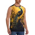 thumbnail image 2 of Fotbe Elegant Gold Leaf Peacock Men's Camiseta sin Mangas Estampada para Hombres, Playera Casual para Gimnasio, Entrenamiento, Playa-Large, 2 of 7