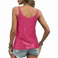 thumbnail image 2 of Felirenzacia Women's Slim Fit Scoop Neck Sequin Tank Top, Wide Strap Sleeveless Tube Top, Hot Pink,S, 2 of 7