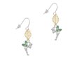 thumbnail image 2 of Delight Jewelry Silvertone Small Fairy with Lime Green Wings Goldtone Leaf French Earrings, 2 of 4