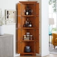 thumbnail image 5 of YYAo 4-Tier 72" Corner Kitchen Pantry Storage Cabinet with 8 Doors Tall Storage Cabinet, Corner Cabinet and Adjustable Shelves, Oak, 5 of 9
