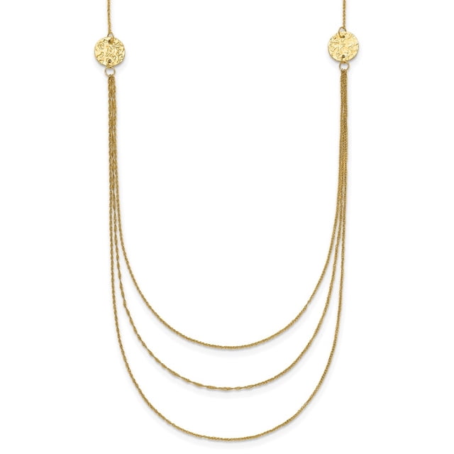 Diamond2Deal 14K Yellow Gold 3 Layer Side Circles Ropa Chain Necklace 18inch for Women