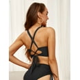 thumbnail image 4 of Firpearl Womens Full Coverage Bikini with Underwire Supportive Bathing Suit Top Wrap Push Up Swim Top Black US14, 4 of 6