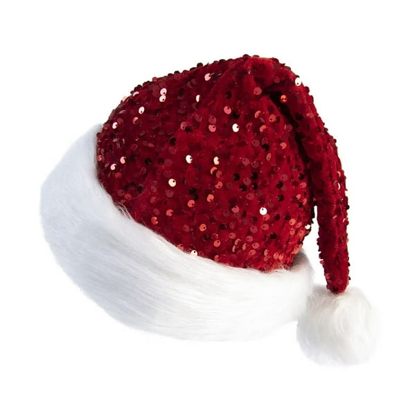 Christmas Santa Hat for Adults, Unisex Velvet Classic Holiday Santa Claus Hat for New Year Party Headwear