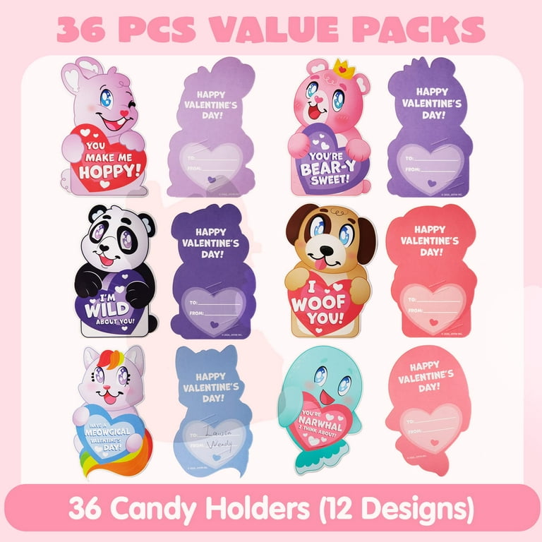 Ptyfavor Valentines Day Gifts for Kids Class - 36 Pack Valentines Gift  Cards with Squishies Animal Toys for School Class Exchange Gifts, Boys  Girls