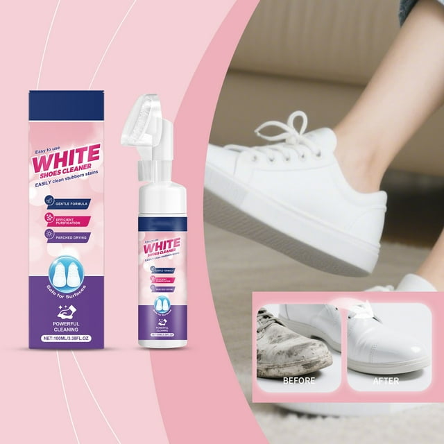 pstuiky Limpiador de calzado blanco de 100 ml. Limpiador de calzado deportivo blanco. Limpiador de calzado blanco para suciedad amarilla. Limpiador portátil sin enjuague.