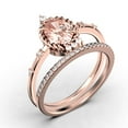 thumbnail image 3 of Dazzling Art nouvea 2.00 Carat Oval Cut Morganite And Diamond Moissanite Engagement Ring, Wedding Ring in 10k Solid Rose Gold, Compass Ring, Promise Ring, Anniversary Ring, Bridal Set, Matching Band, 3 of 3
