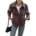 thumbnail image 3 of Chaqueta de para Mujer, de Gamuza Sintética, para Otoño e Invierno, Abrigos, Ropa y Tops. Marrón S, 3 of 8