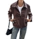 thumbnail image 3 of Chaqueta de para Mujer, de Gamuza Sintética, para Otoño e Invierno, Abrigos, Ropa y Tops. Marrón L, 3 of 8