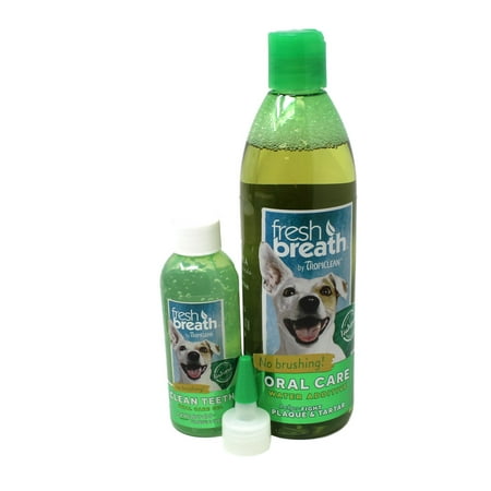 TropiClean Fresh Breath Clean Teeth Plaque Remover Pet Oral Care Gel Bundle