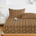thumbnail image 6 of Twin XL Size Fitted Sheet Set - Vintage Rattan 2 Piece Bedding Sets 16" Deep Pocket Fitted Sheet with 1 Pillowcases, Minimalist Abstract Wicker Texture Brown Brushed Microfiber Hotel Bed Sheets, 6 of 9