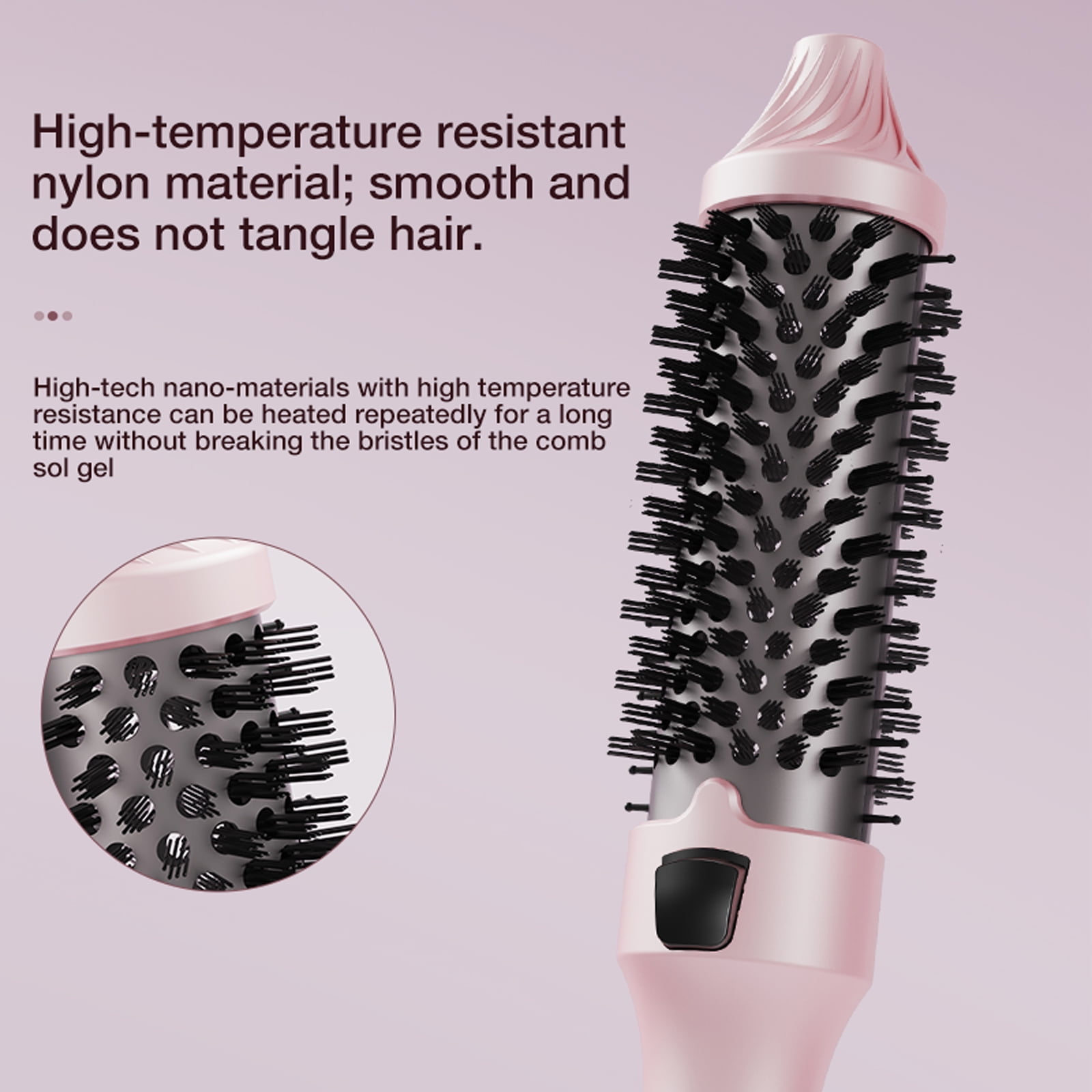 1.5 Inch Ionic Heated Round Brush, Ceramic Tourmaline Curling Iron Brush, Hair Straightener & Volumizer Comb with PTC Fast Heating, Anti-Frizz, Dual Voltage Travel Styler