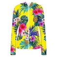 thumbnail image 4 of Warop Womans Zip Up Hoodie, Long Sleeve Tropical Print Thumbhole Sun Protection Jacket, Beach Swimming Cover Up Trip, 4 of 5