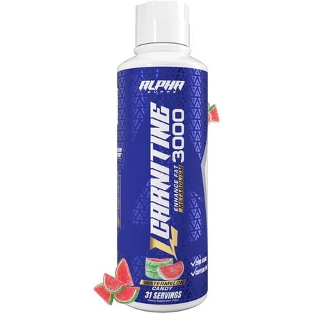 Alpha Supps L-Carnitine Liquid 3000 - Stimulant Free Energy Support For Men & Women - Watermelon Candy, 16 oz
