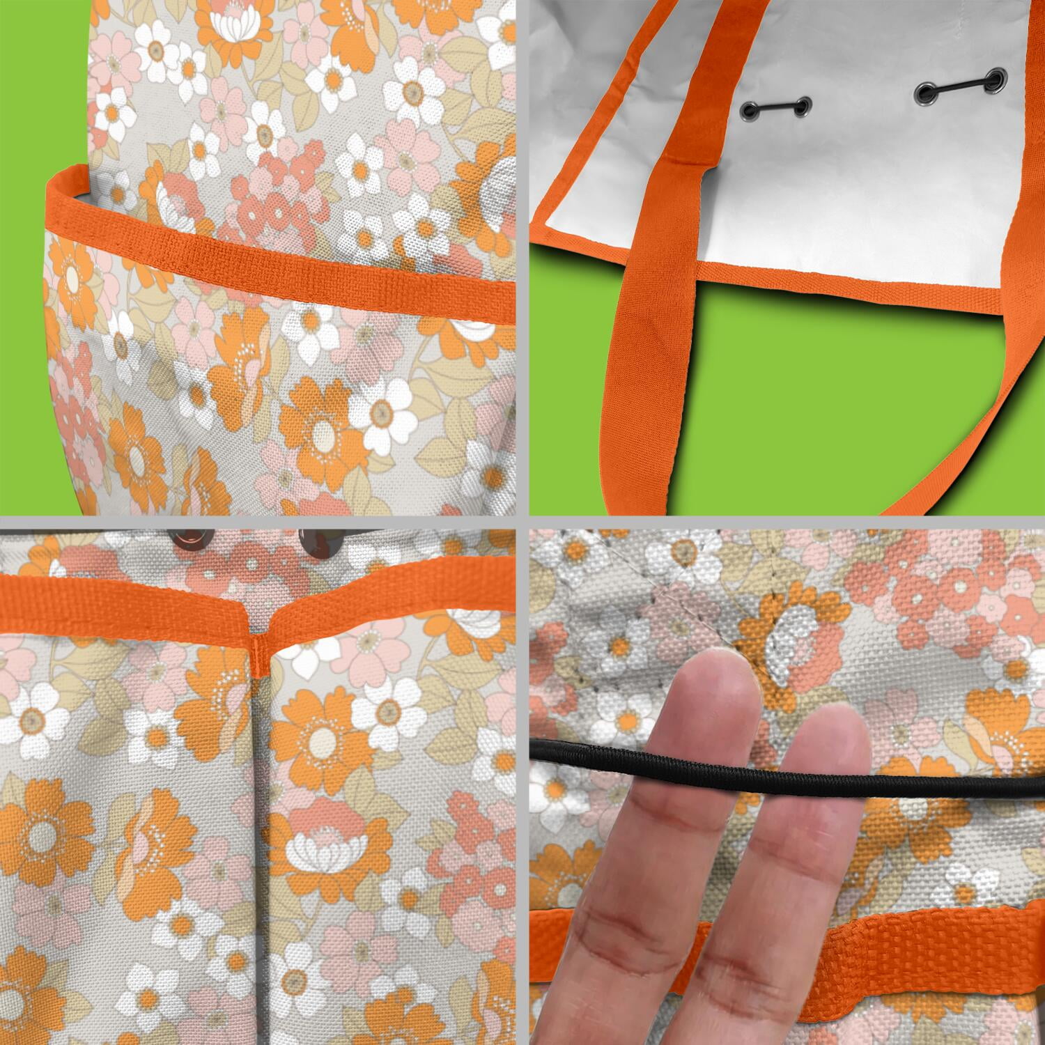 Bright Flowers Garden Tools Bag, Water-proof Oxford Garden Tote Home Organizer Gardening Tool Bag Kit Holder with 8 Pockets for Indoor and Outdoor Gardening(Tools Not Included)