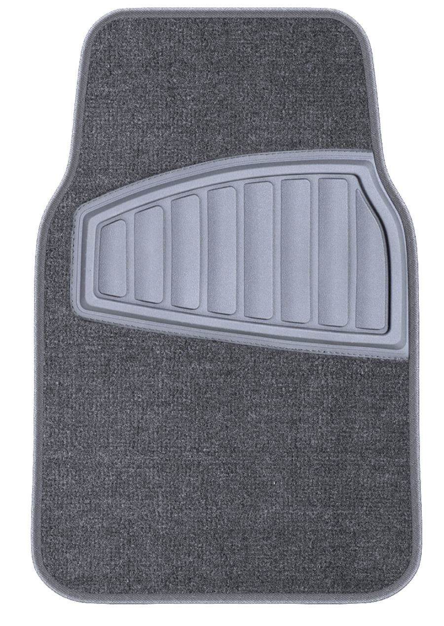 Auto Drive 4PC Carpet Car Mat Tufted Polyester Grey - Universal