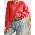 thumbnail image 2 of Cupshe Women's Sweater Long Sleeve Crewneck Sweaters Cable Knit Tops, 2 of 7