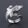 thumbnail image 3 of HIJONES Men's Stainless Steel Vintage Punk Crocodiles Ring Cute Animal Jewelry Silver Size 10, 3 of 6