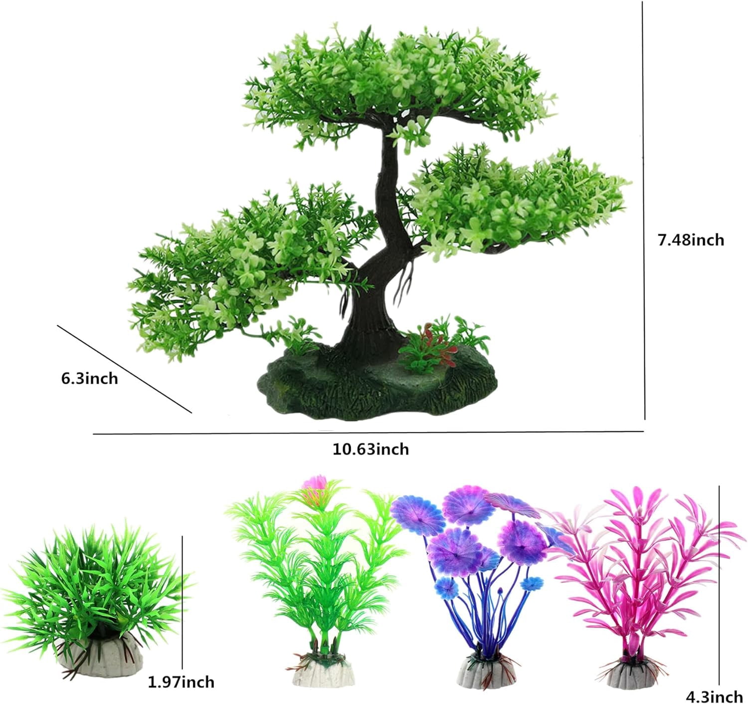 Moss Uk 3.5 Inch Mini Aquarium Bonsai Tree - Natural Driftwood Decor ...