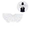 thumbnail image 2 of Elegant Ruffle Lace Trim Shawl Fake Collar Hollow Out Embroidery Flower Detachable Collar Capelet for Womens Outfit, 2 of 8