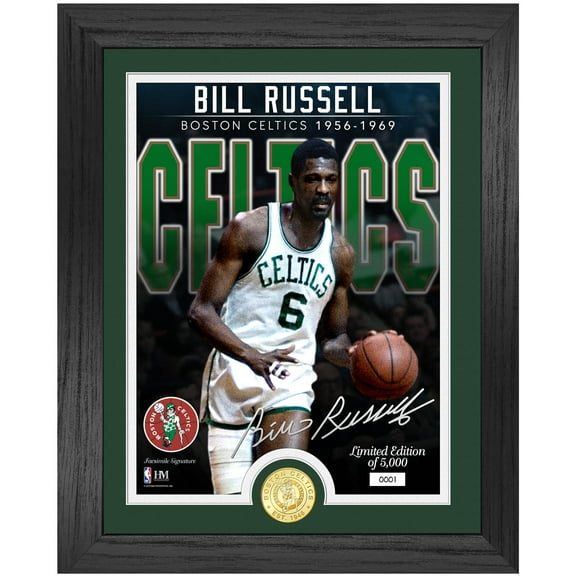 Highland Mint Bill Russell Boston Celtics 13'' x 16'' NBA Legends Bronze Coin Photo Mint
