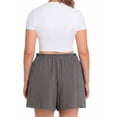 thumbnail image 6 of Cueply Women's Plus Size Shorts Casual Elastic Waist Ruffle Belted Shorts Adjustable Tie Knot Short for Women with Pockets, 6 of 6