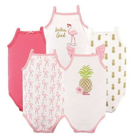 UPC: 0660168531701 | Hudson Baby Infant Girl Cotton Sleeveless Bodysuits 5pk  Pineapple  12-18 Months