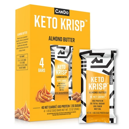 CanDo Keto Krisp Protein-Rich Snack Bars Almond Butter 4-Pack