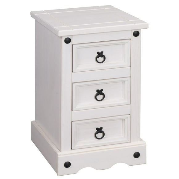 Table de nuit 3 tiroirs en bois massif par Gateway Creations Inc. dans une finition blanc.